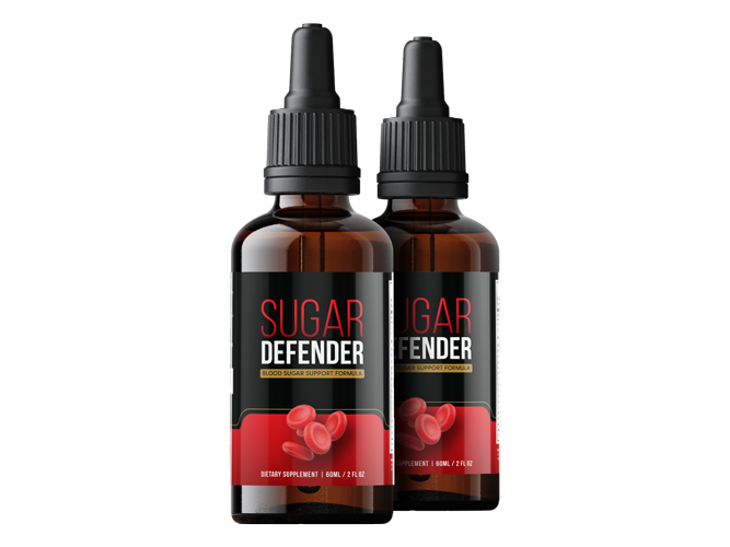 Two-bottle package of Sugar Defender liquid drops