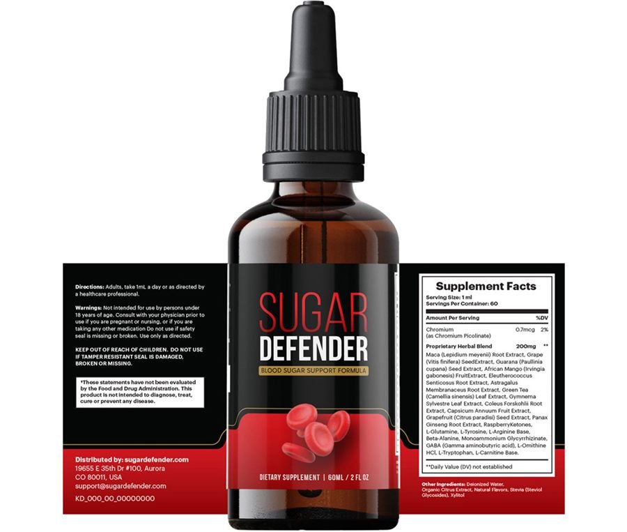 Sugar Defender label showing supplement facts, directions and warnings